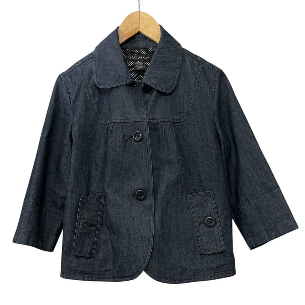 Larry Levine Stretch Denim 3 Button Jacket/Blazer